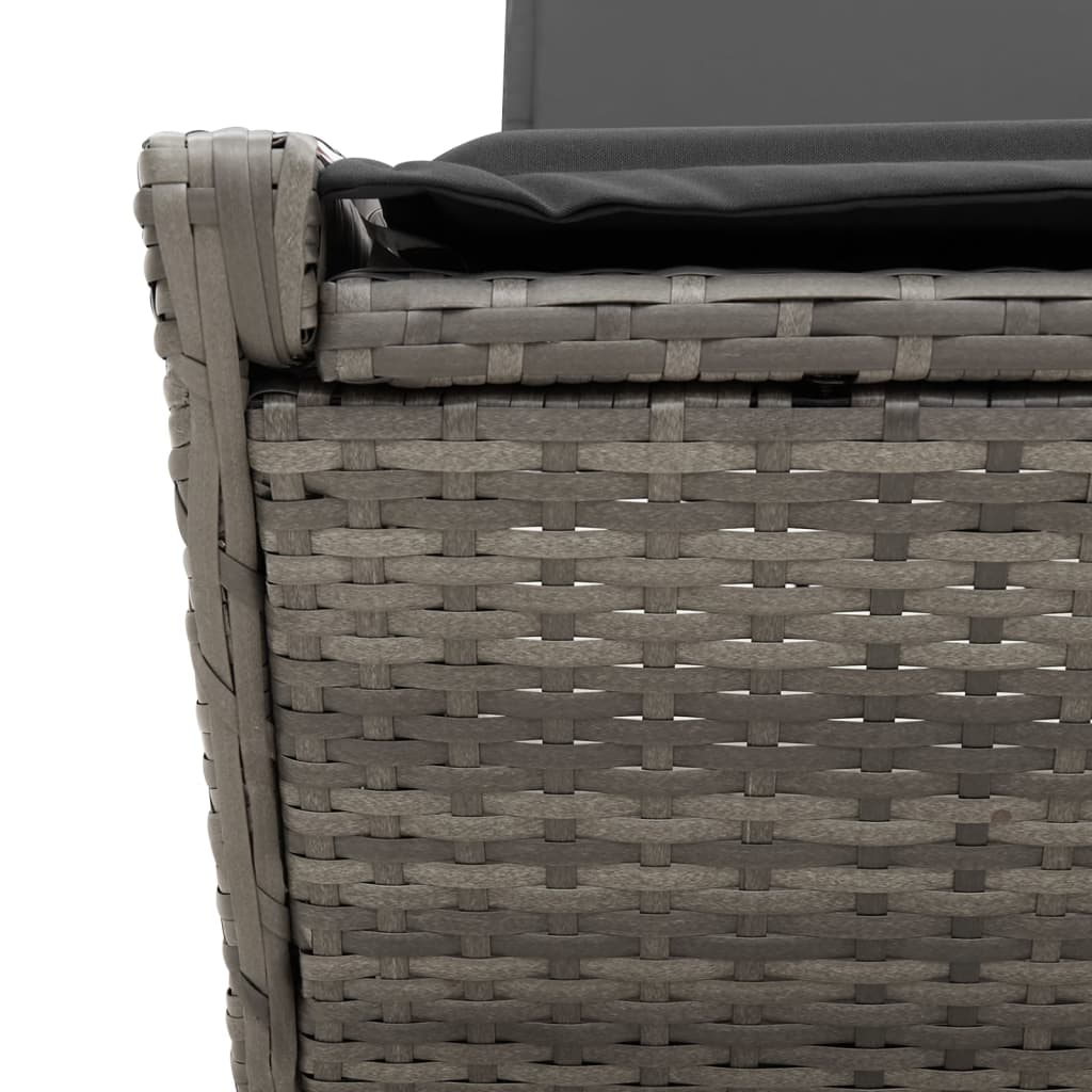 loungesofa med hynder polyrattan grå