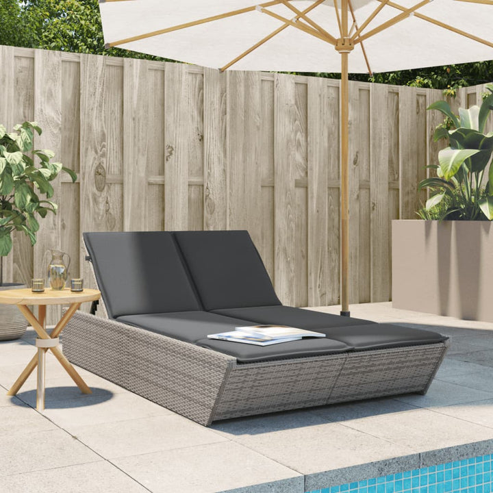 loungesofa med hynder polyrattan grå