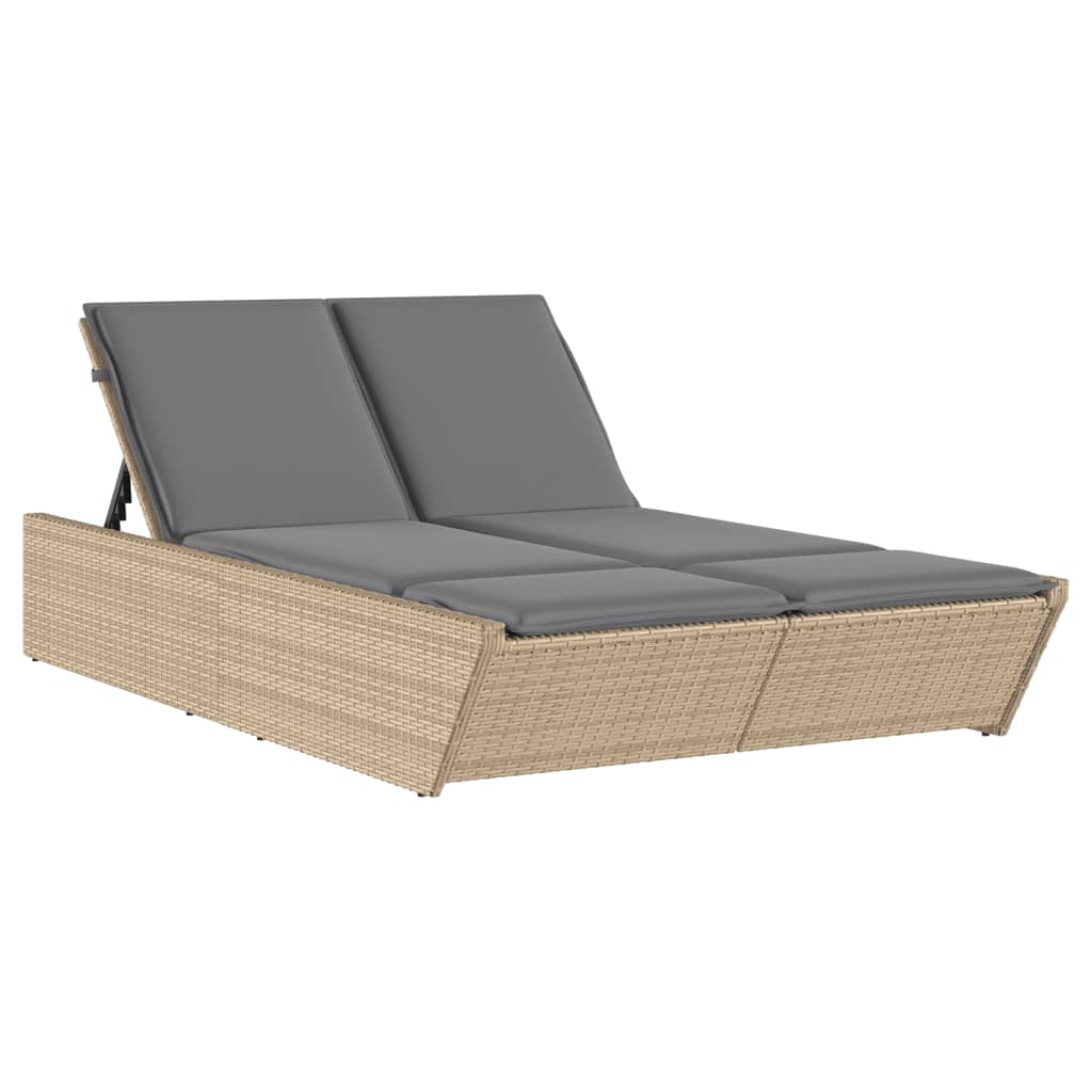 solseng med hynder polyrattan beige