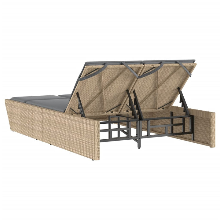 solseng med hynder polyrattan beige