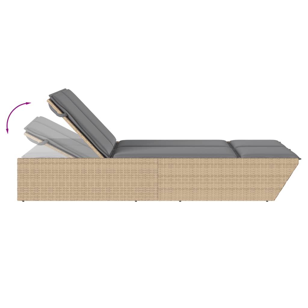 solseng med hynder polyrattan beige