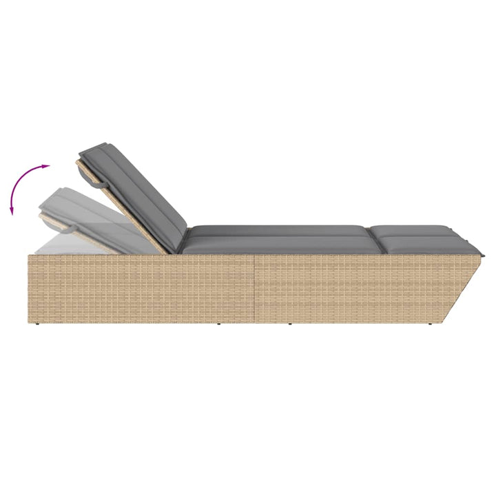 solseng med hynder polyrattan beige