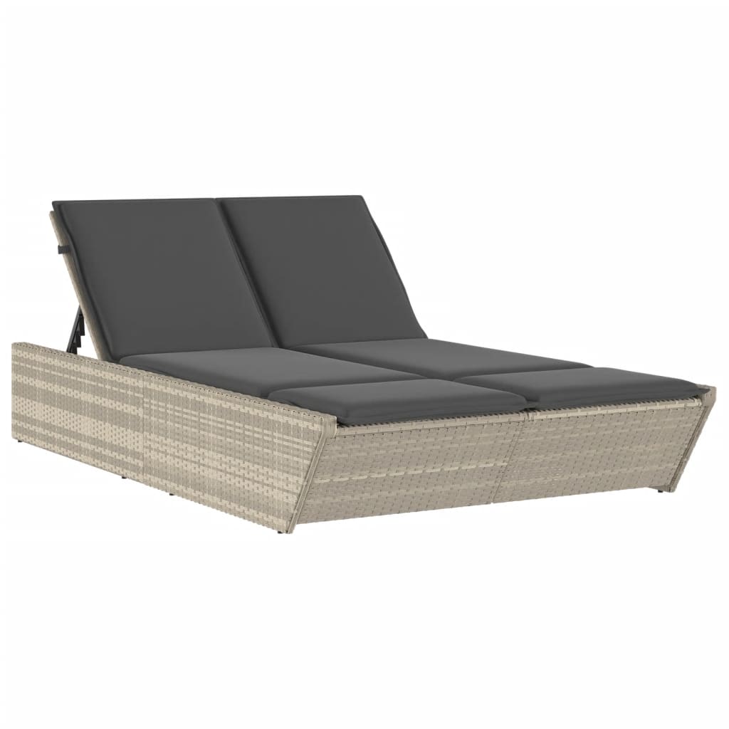 solseng med hynder polyrattan lysegrå