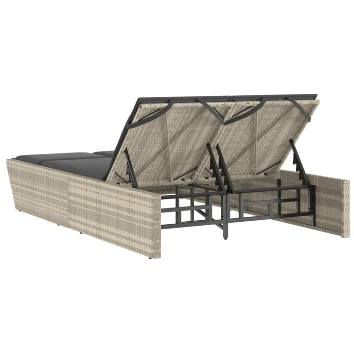 solseng med hynder polyrattan lysegrå