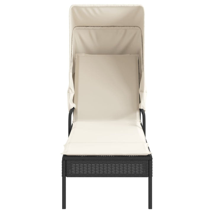 loungesofa med baldakin polyrattan sort