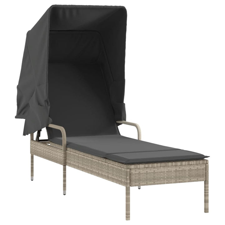 loungesofa med baldakin polyrattan grå