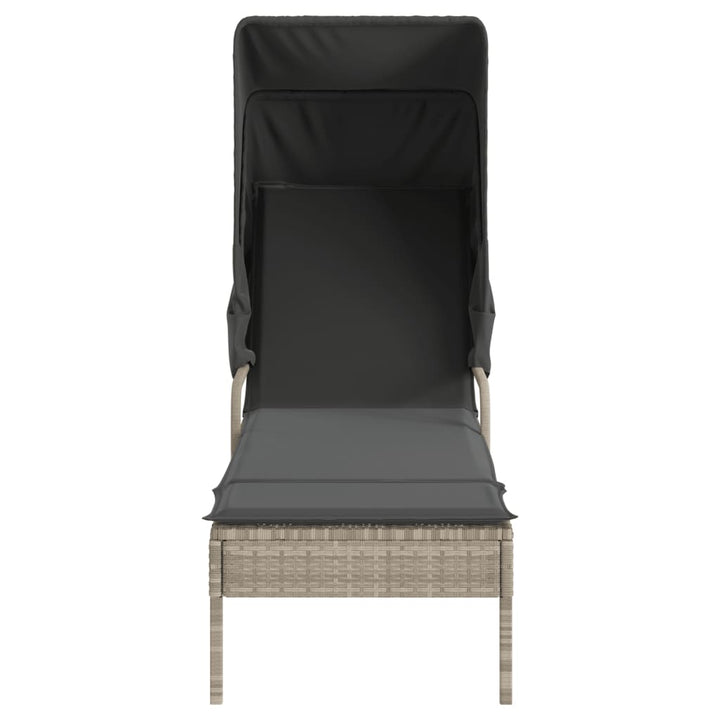 loungesofa med baldakin polyrattan grå