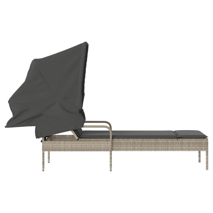 loungesofa med baldakin polyrattan grå