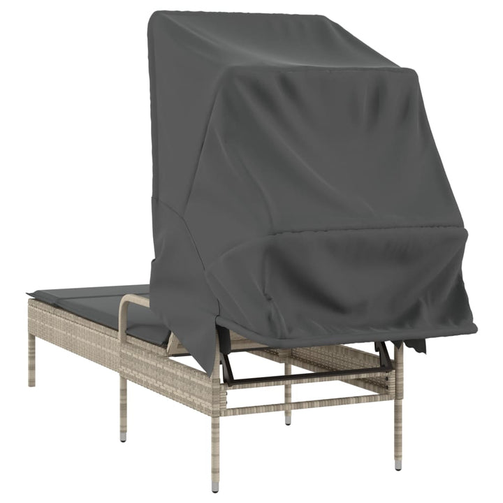 loungesofa med baldakin polyrattan grå