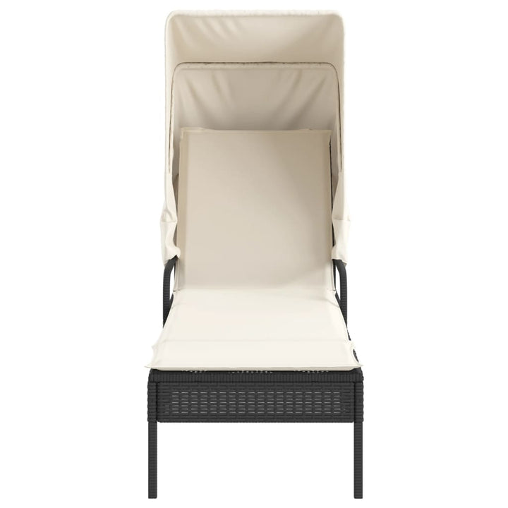 liggestol med baldakin og bord polyrattan sort