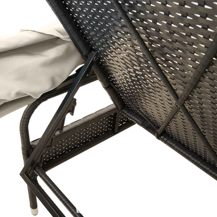 liggestol med baldakin og bord polyrattan sort