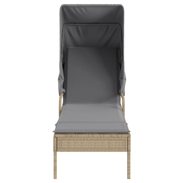 liggestol med baldakin og bord polyrattan beige