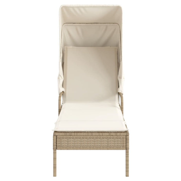 liggestol med baldakin og bord polyrattan beige