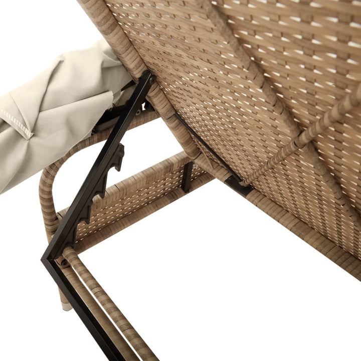 liggestol med baldakin og bord polyrattan beige