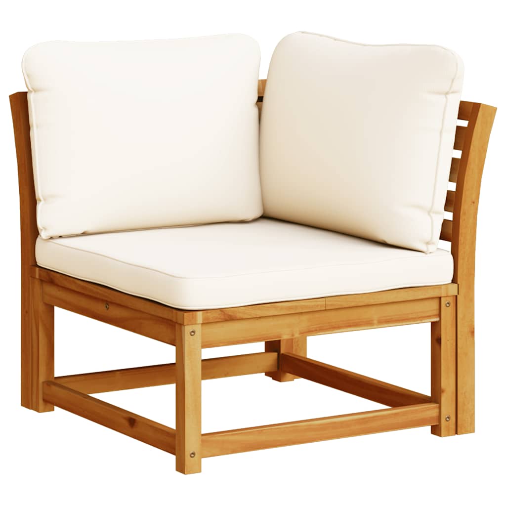 hjørnemodul til sofa 73x73x65 cm med hynder massivt akacietræ