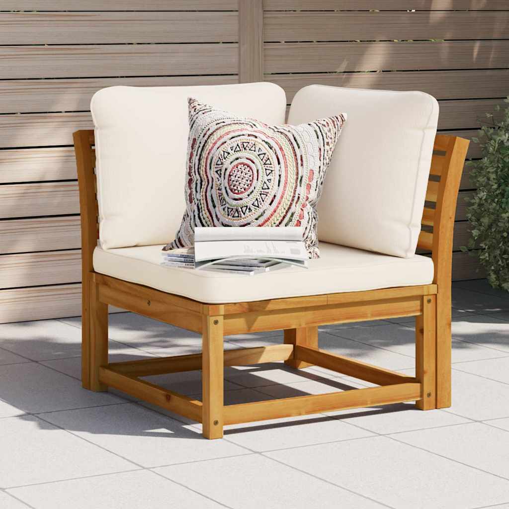 hjørnemodul til sofa 73x73x65 cm med hynder massivt akacietræ