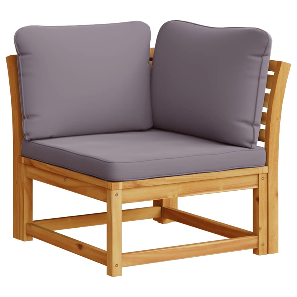 hjørnemodul til sofa 73x73x65 cm med hynder massivt akacietræ