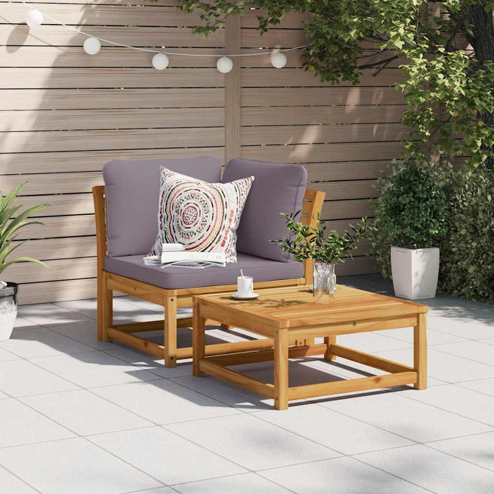 hjørnemodul til sofa 73x73x65 cm med hynder massivt akacietræ