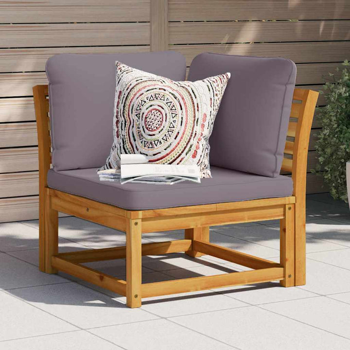 hjørnemodul til sofa 73x73x65 cm med hynder massivt akacietræ