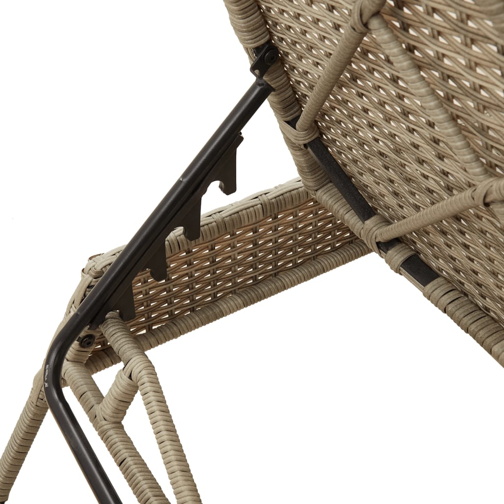 liggestole 2 stk. med bord polyrattan lysegrå
