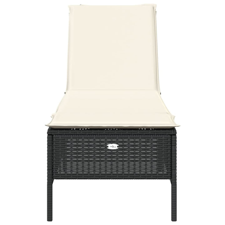 liggestol med hynde polyrattan sort