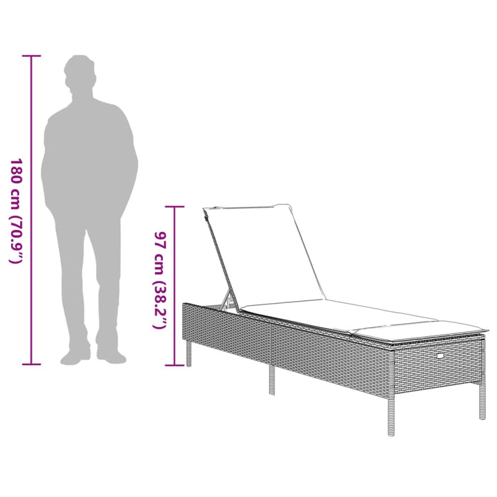 liggestol med hynde polyrattan brun