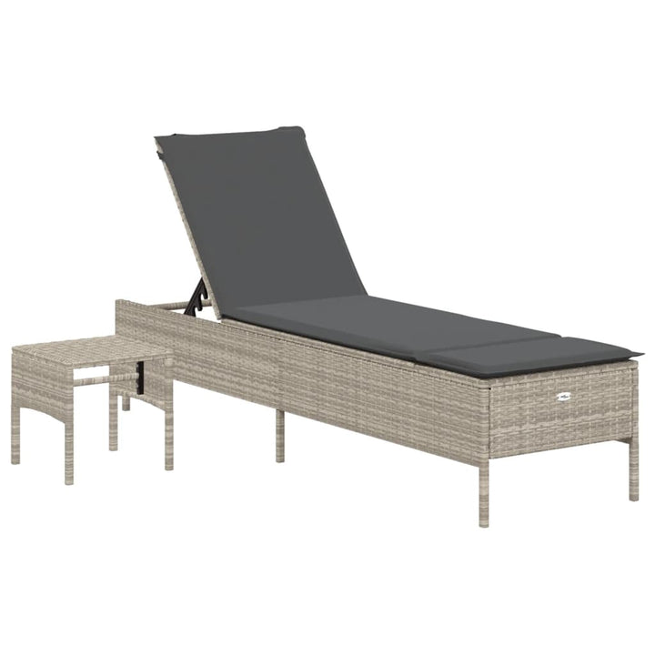 loungesofa med bord og hynde polyrattan lysegrå