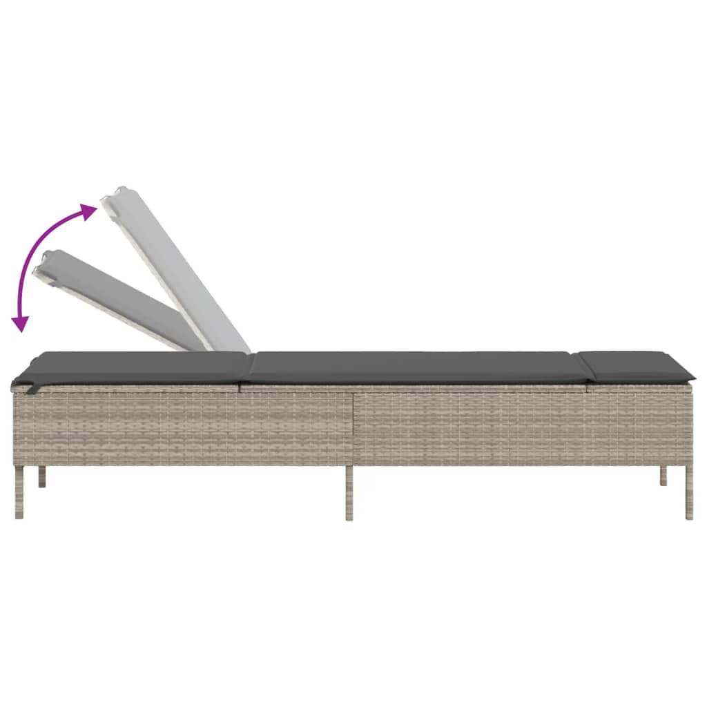 loungesofa med bord og hynde polyrattan lysegrå