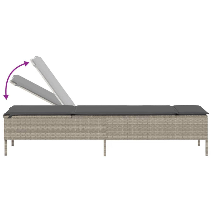 loungesofa med bord og hynde polyrattan lysegrå