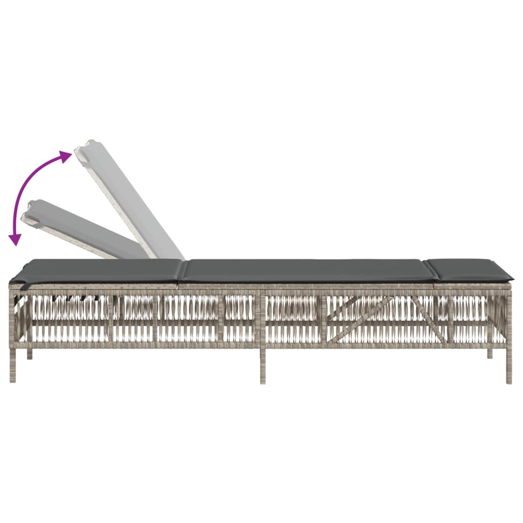 liggestole 2 stk. med bord polyrattan lysegrå
