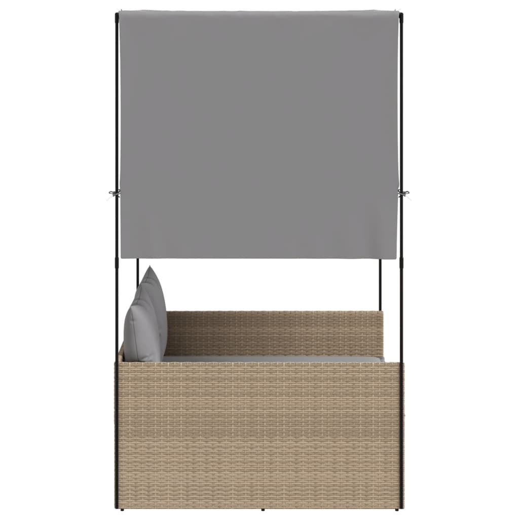 solseng med tag og gardiner polyrattan beige