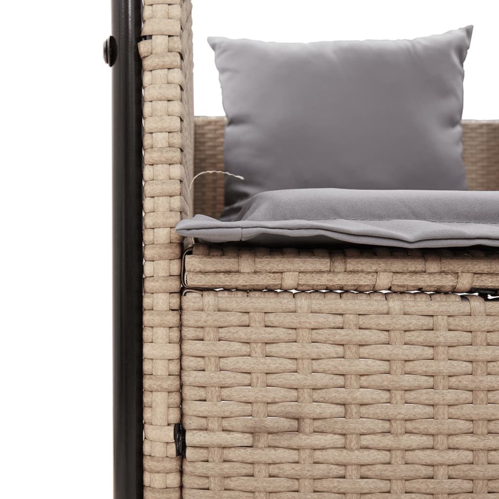 solseng med tag og gardiner polyrattan beige