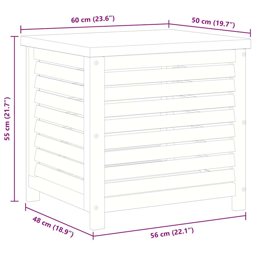 opbevaringsboks til haven 60x50x55 cm massivt eukalyptustræ