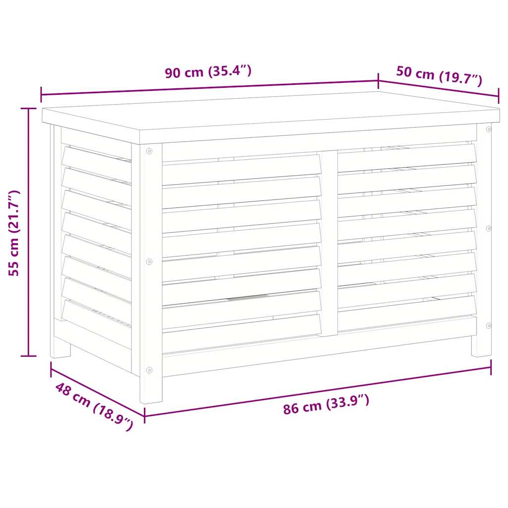 opbevaringsboks til haven 90x48x55 cm massivt eukalyptustræ