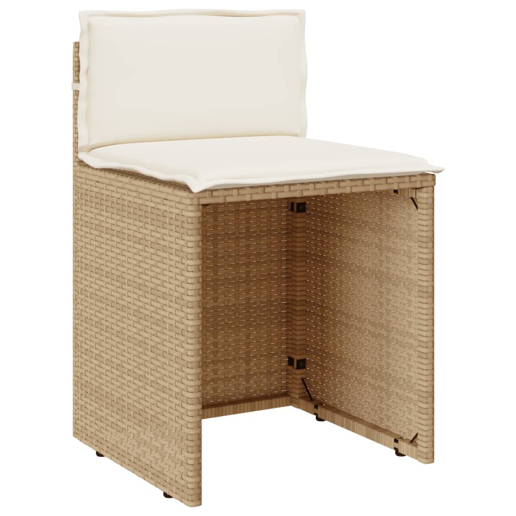 bistrosæt til haven 3 dele med hynder polyrattan beige