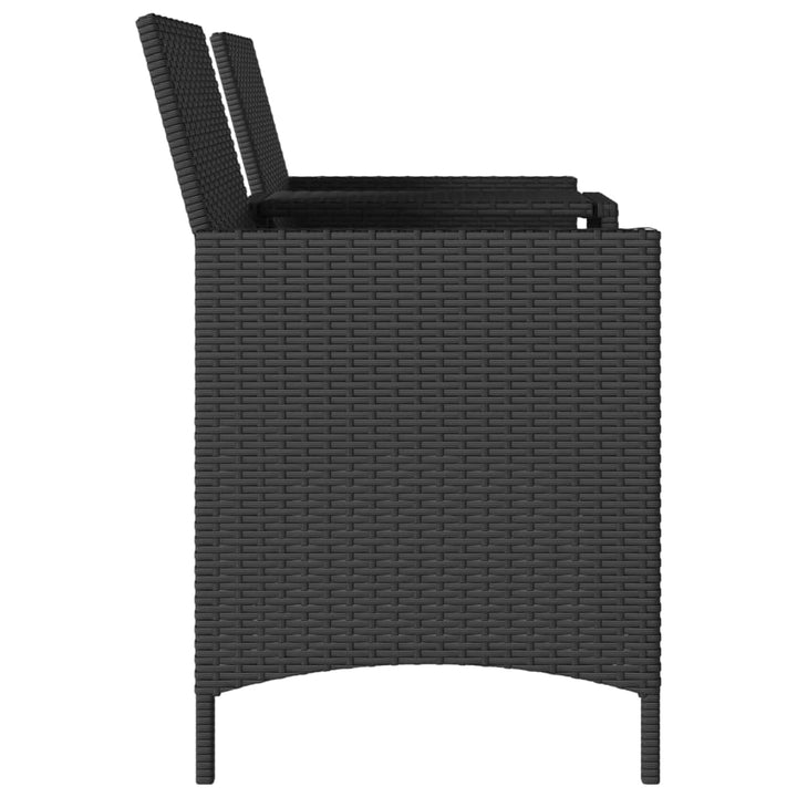 2-personers sofa med bord og hynder polyrattan sort