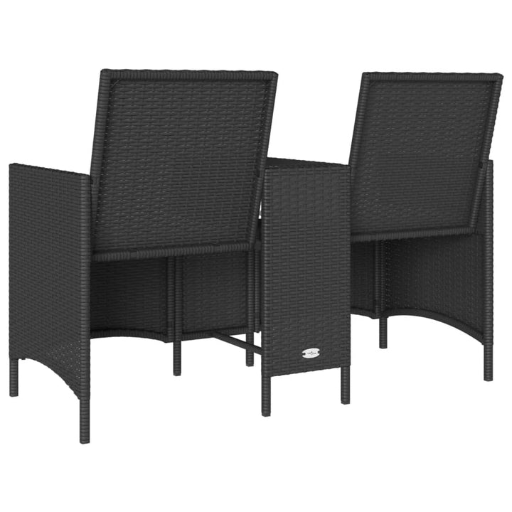 2-personers sofa med bord og hynder polyrattan sort