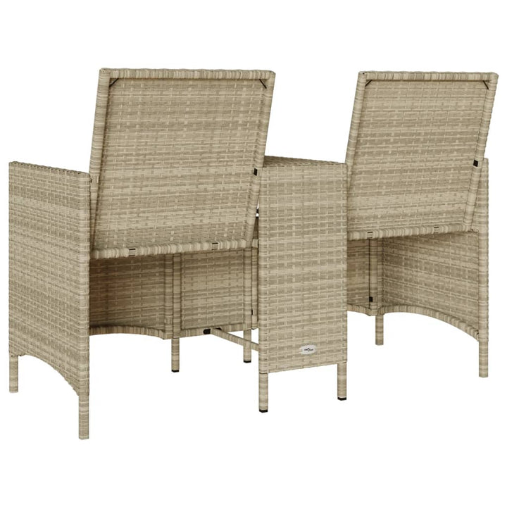 2-personers havesofa med bord og hynder polyrattan lysegrå