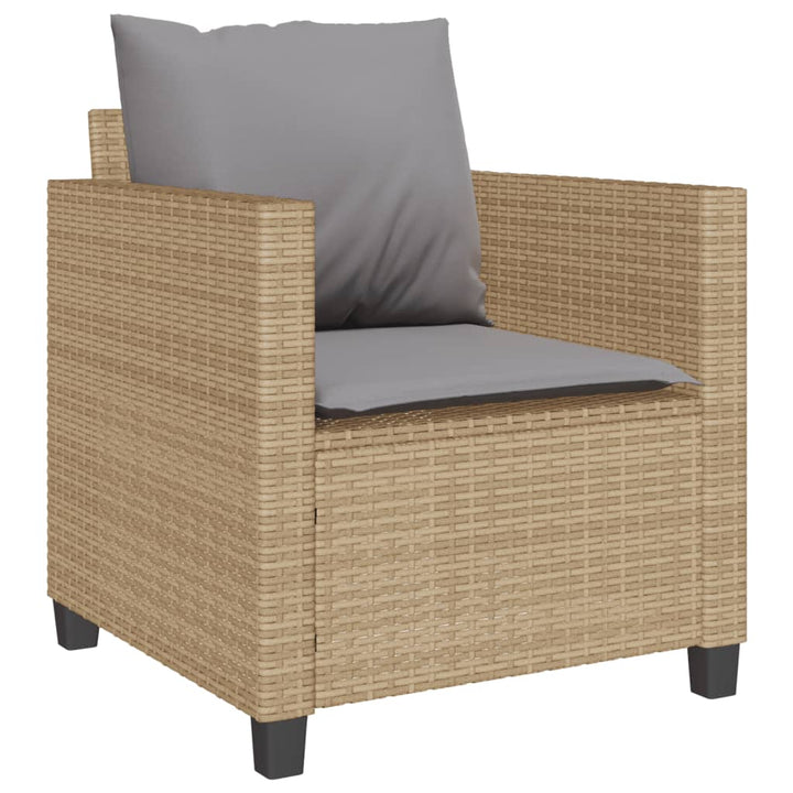 bistrosæt til haven 3 dele med hynder polyrattan beige