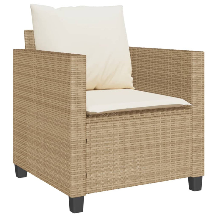 bistrosæt til haven 3 dele med hynder polyrattan beige