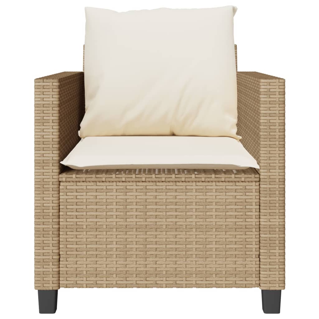 bistrosæt til haven 3 dele med hynder polyrattan beige