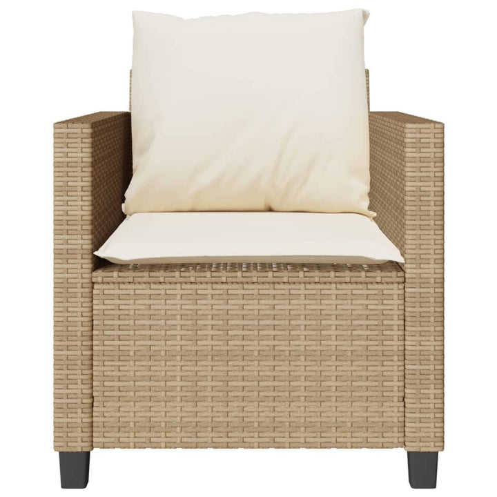 bistrosæt til haven 3 dele med hynder polyrattan beige