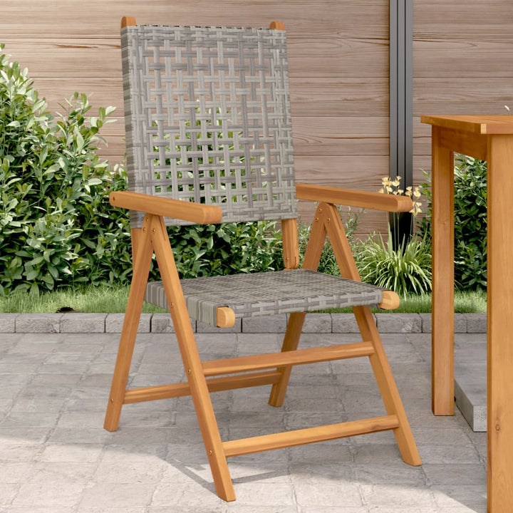 havestole 2 stk. massivt akacietræ og polyrattan grå
