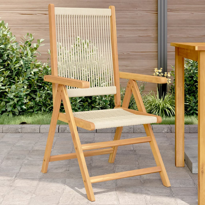 havestole 2 stk. massivt akacietræ og polypropylen beige