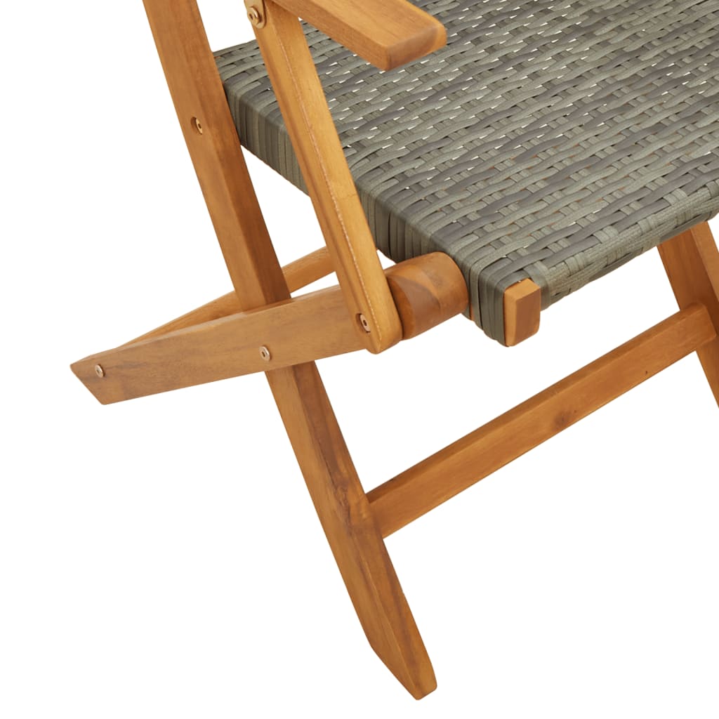 havestole 2 stk. massivt akacietræ og polyrattan grå