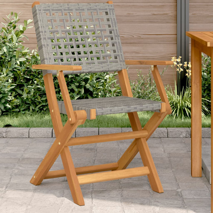havestole 2 stk. massivt akacietræ og polyrattan grå