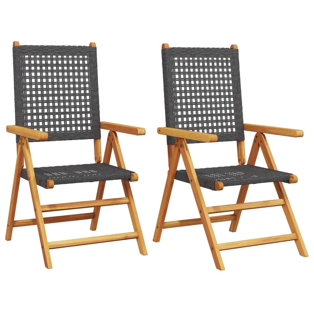 havestole 2 stk. massivt akacietræ og polyrattan sort