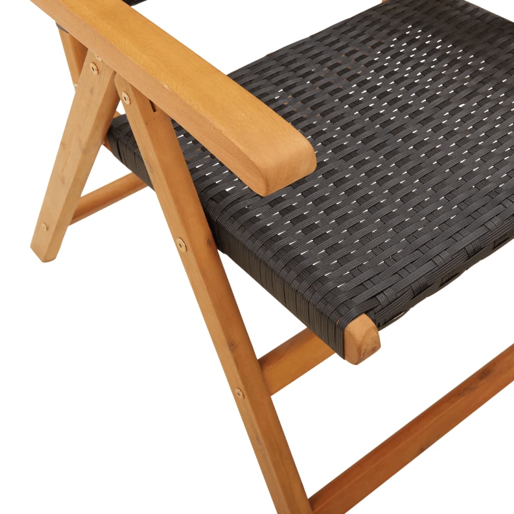 havestole 2 stk. massivt akacietræ og polyrattan sort