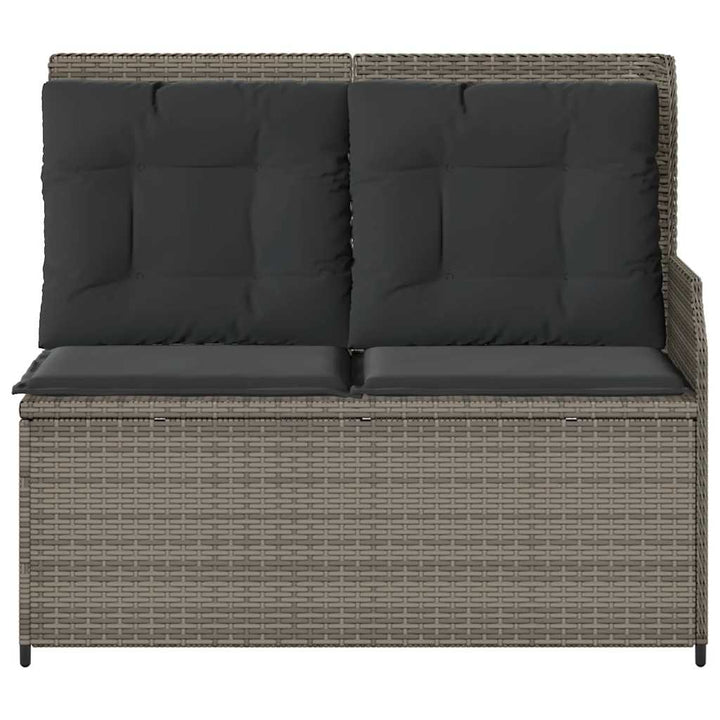 havebænk med hynder og lænefunktion polyrattan grå