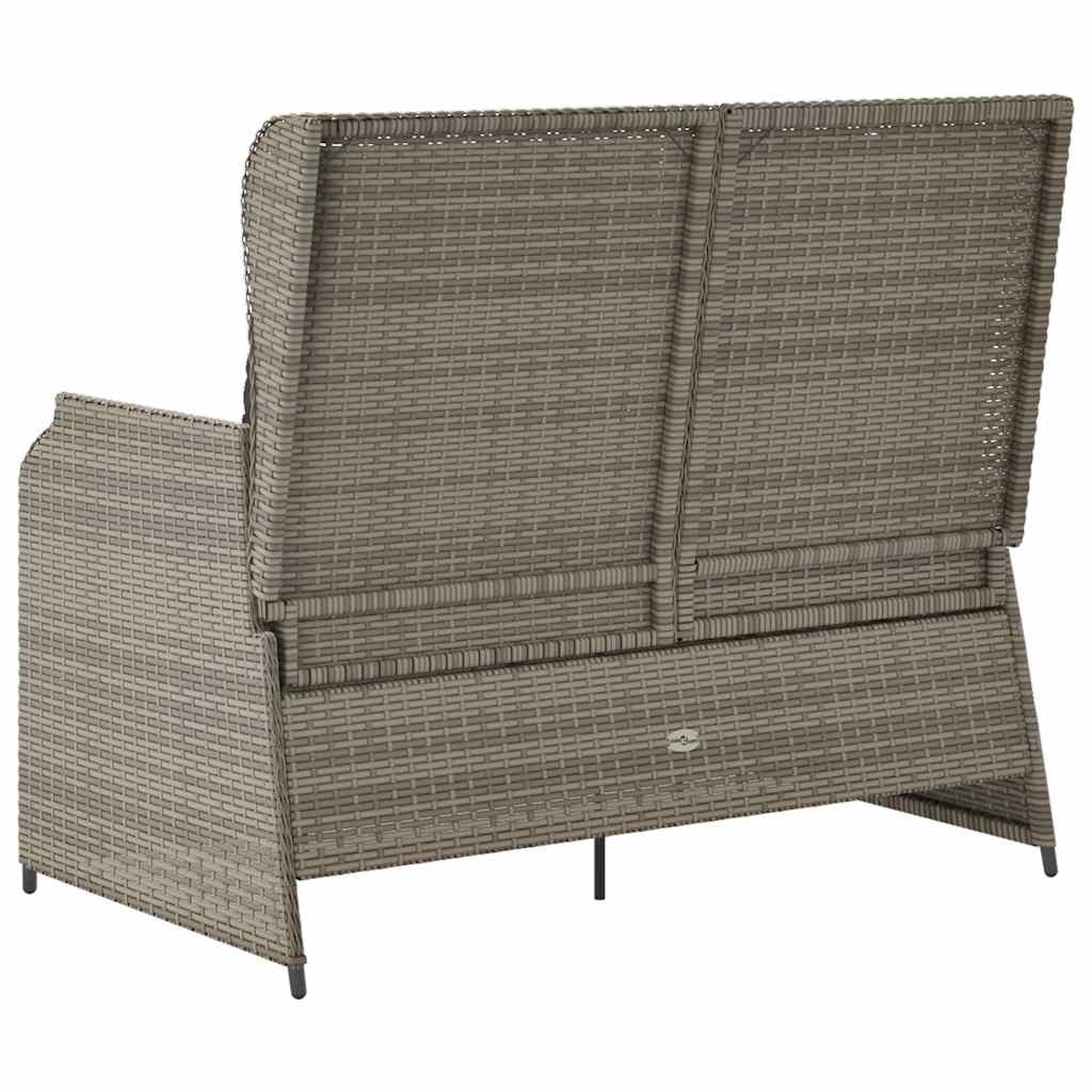 havebænk med hynder og lænefunktion polyrattan grå